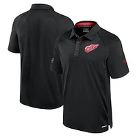Men's Fanatics  Black Detroit Red Wings Authentic Pro Rink Raglan Polo
