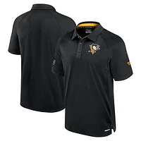 Men's Fanatics  Black Pittsburgh Penguins Authentic Pro Rink Raglan Polo