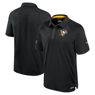 Men's Fanatics  Black Pittsburgh Penguins Authentic Pro Rink Raglan Polo