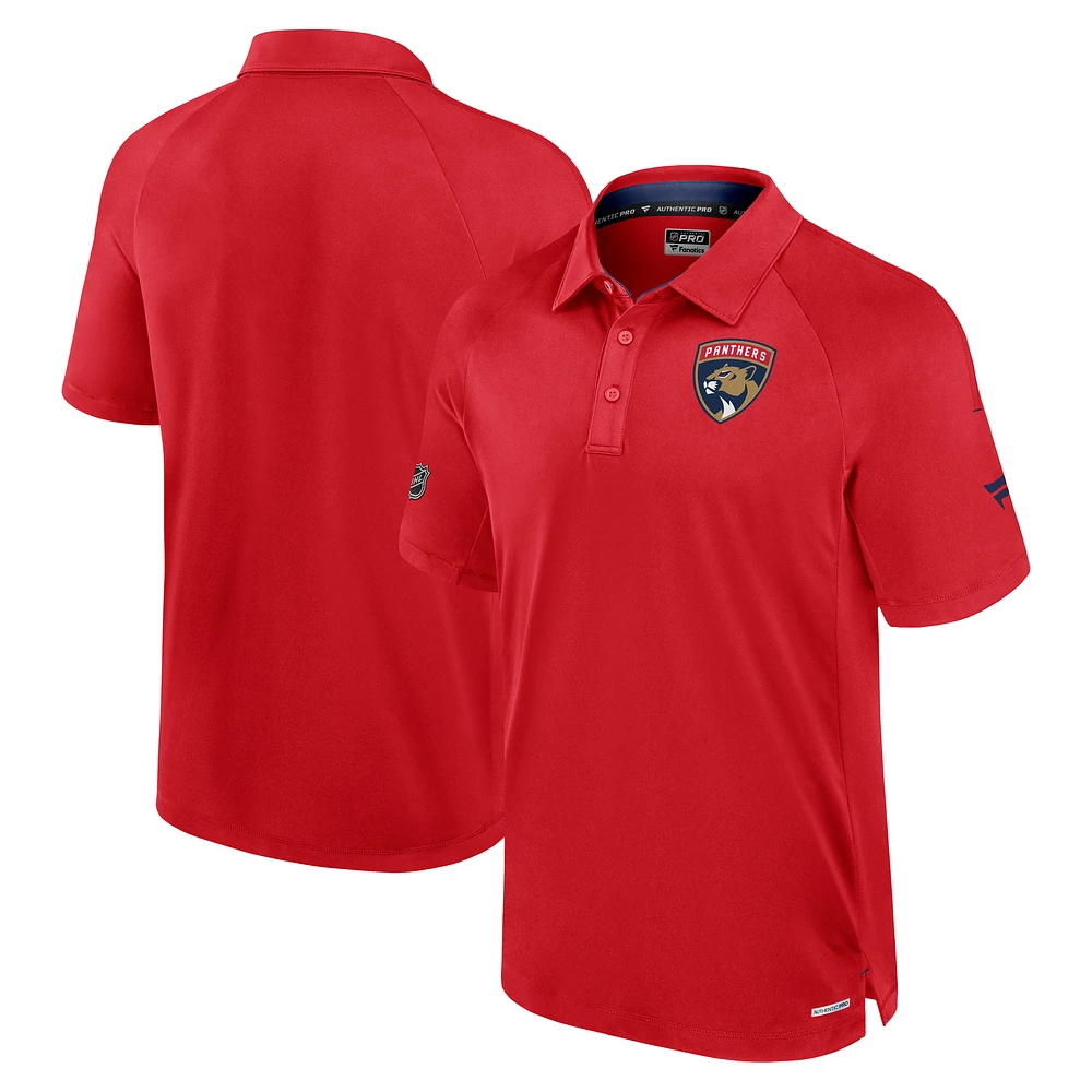 Men's Fanatics Red Florida Panthers Authentic Pro Rink Raglan Polo