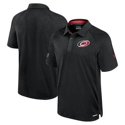 Men's Fanatics  Black Carolina Hurricanes Authentic Pro Rink Raglan Polo