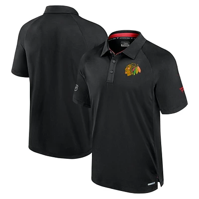 Men's Fanatics  Black Chicago Blackhawks Authentic Pro Rink Raglan Polo