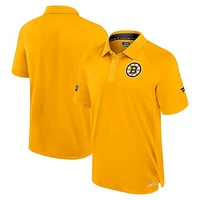 Men's Fanatics  Gold Boston Bruins Authentic Pro Rink Raglan Polo