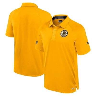 Men's Fanatics  Gold Boston Bruins Authentic Pro Rink Raglan Polo