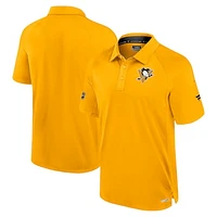 Men's Fanatics  Gold Pittsburgh Penguins Authentic Pro Rink Raglan Polo