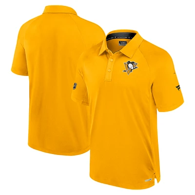 Men's Fanatics  Gold Pittsburgh Penguins Authentic Pro Rink Raglan Polo