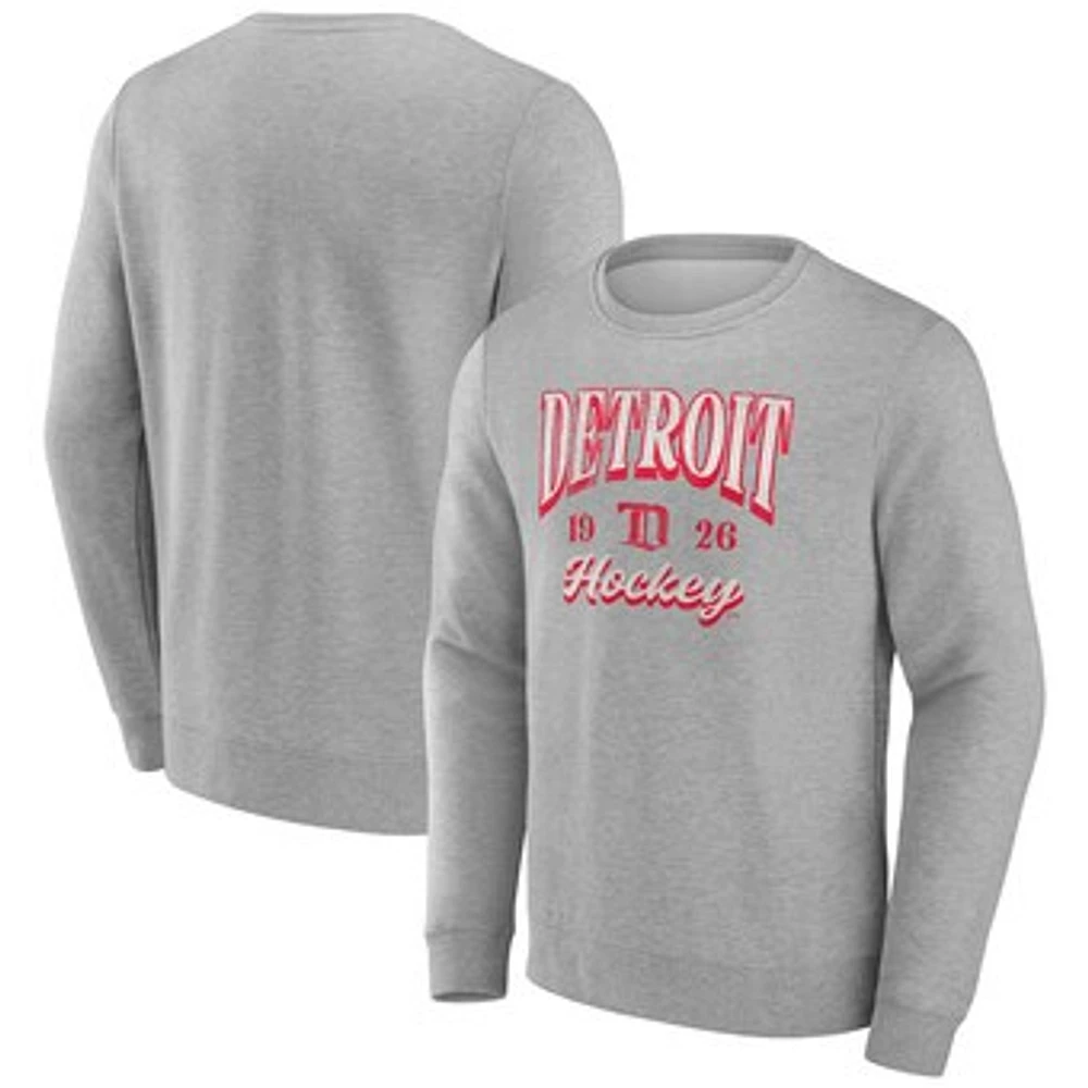 Men's Fanatics Gray Detroit Red Wings Nimbus Fleece Pullover Sweatshirt