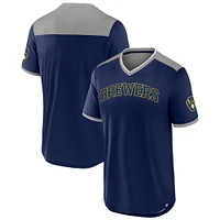 Men's Fanatics  Navy/Gray Milwaukee Brewers Walk-Off V-Neck T-Shirt