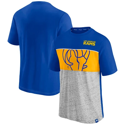 Men's Fanatics  Royal Los Angeles Rams Color Block Big Lap Tri-Blend T-Shirt