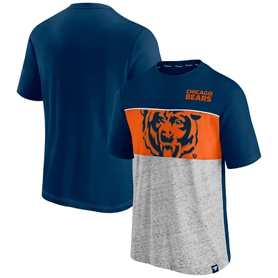 Men's Fanatics  Navy Chicago Bears Color Block Big Lap Tri-Blend T-Shirt