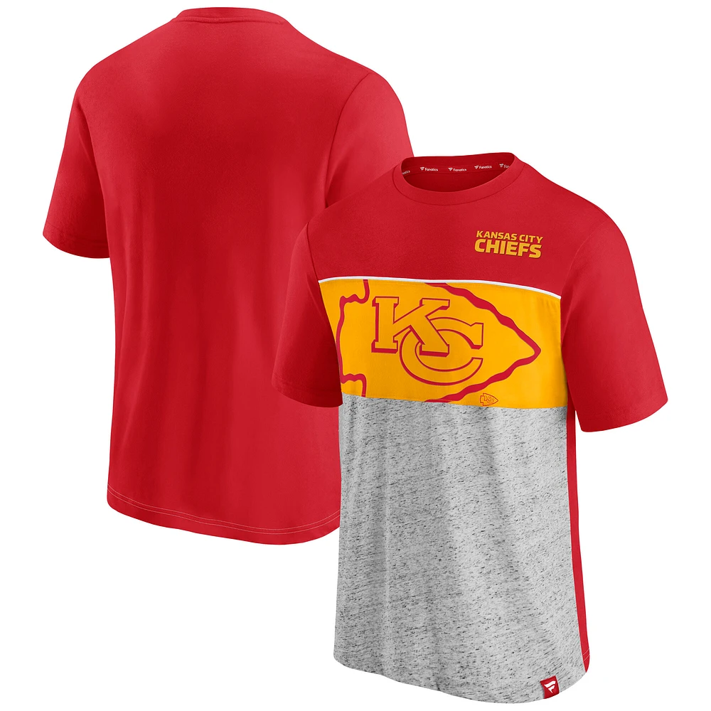 Men's Fanatics Red Kansas City Chiefs Color Block Big Lap Tri-Blend T-Shirt