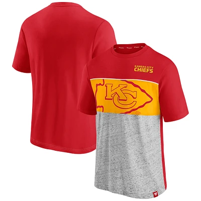 Men's Fanatics  Red Kansas City Chiefs Color Block Big Lap Tri-Blend T-Shirt