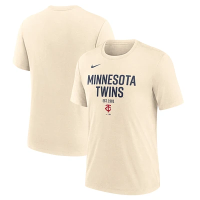 Men's Nike  Natural Minnesota Twins Tri-Blend T-Shirt
