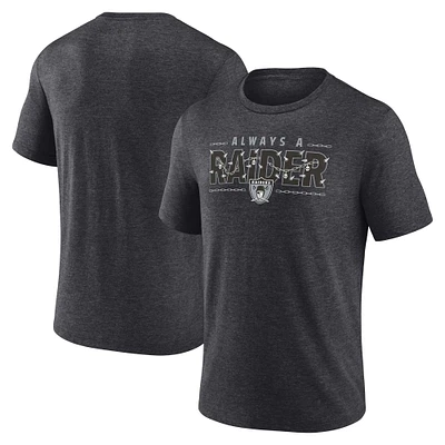 Men's Fanatics Heather Charcoal Las Vegas Raiders Vintage Logo Tri-Blend T-Shirt