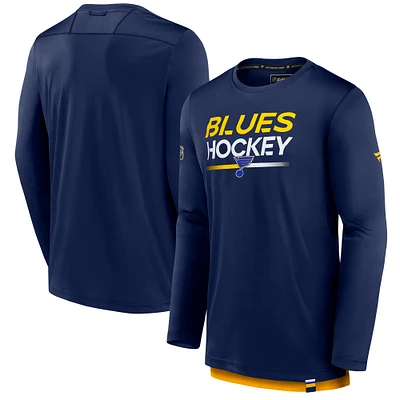 Men's Fanatics Navy St. Louis Blues Authentic Pro Tech Long Sleeve T-Shirt