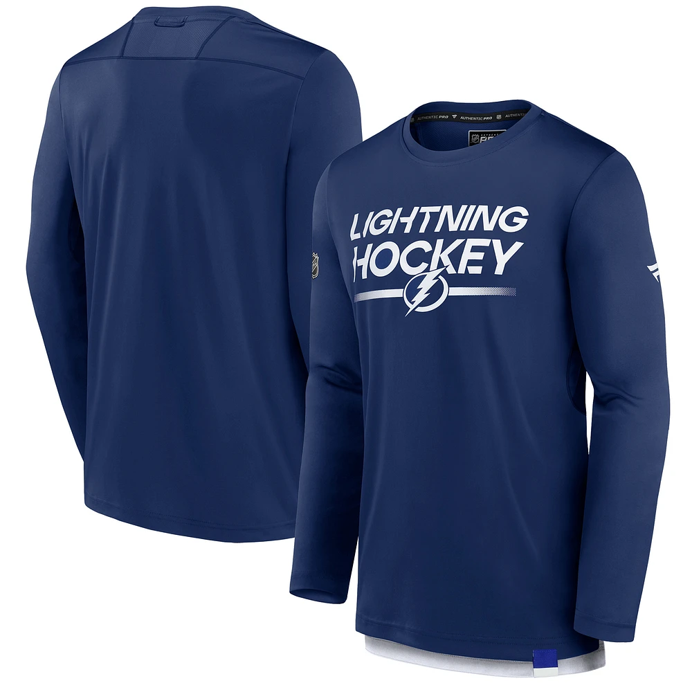 Men's Fanatics Blue Tampa Bay Lightning Authentic Pro Tech Long Sleeve T-Shirt