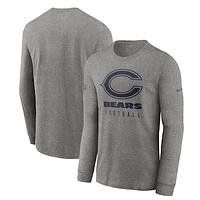 Men's Nike  Heather Gray Chicago Bears Team Issue Long Sleeve Performance T-Shirt