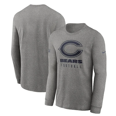 Men's Nike  Heather Gray Chicago Bears Team Issue Long Sleeve Performance T-Shirt