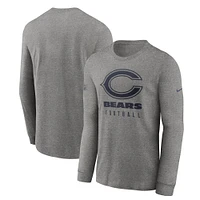 Men's Nike  Heather Gray Chicago Bears Team Issue Long Sleeve Performance T-Shirt