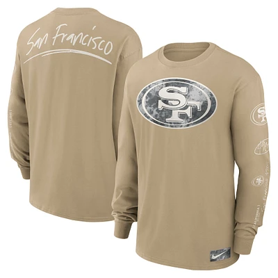 Men's Nike Tan San Francisco 49ers Essential Statement Max90 Long Sleeve T-Shirt