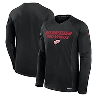 Men's Fanatics Black Detroit Red Wings Authentic Pro Rink Tech Raglan Long Sleeve T-Shirt