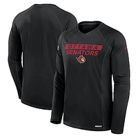 Men's Fanatics Black Ottawa Senators Authentic Pro Rink Tech Raglan Long Sleeve T-Shirt