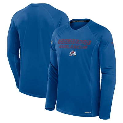 Men's Fanatics Blue Colorado Avalanche Authentic Pro Rink Tech Raglan Long Sleeve T-Shirt
