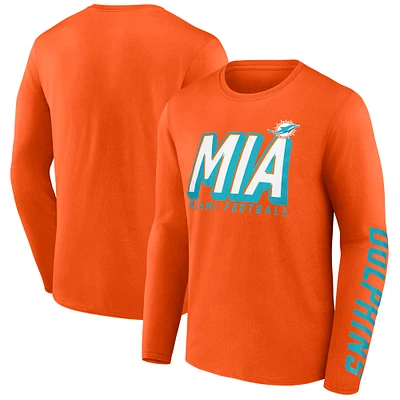 Men's Fanatics  Orange Miami Dolphins Long Sleeve T-Shirt