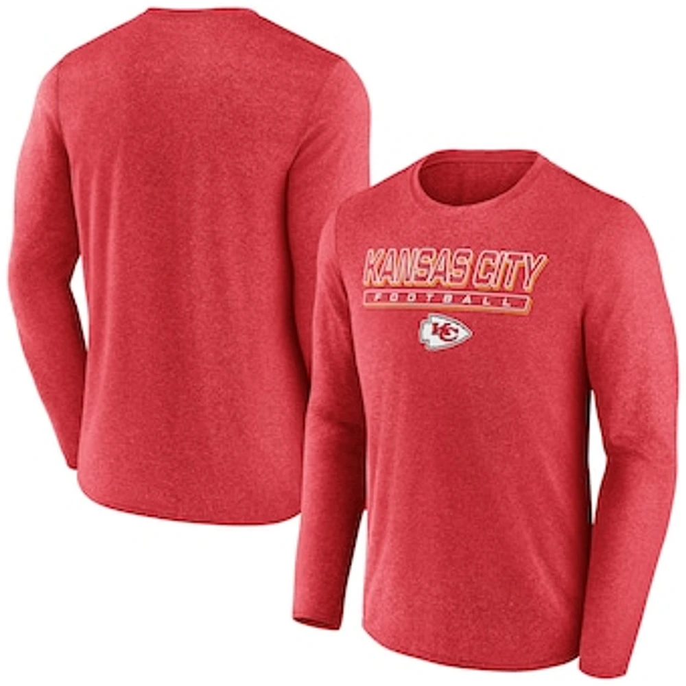 Men's Fanatics  Heather Red Kansas City Chiefs Fundamentals Long Sleeve T-Shirt