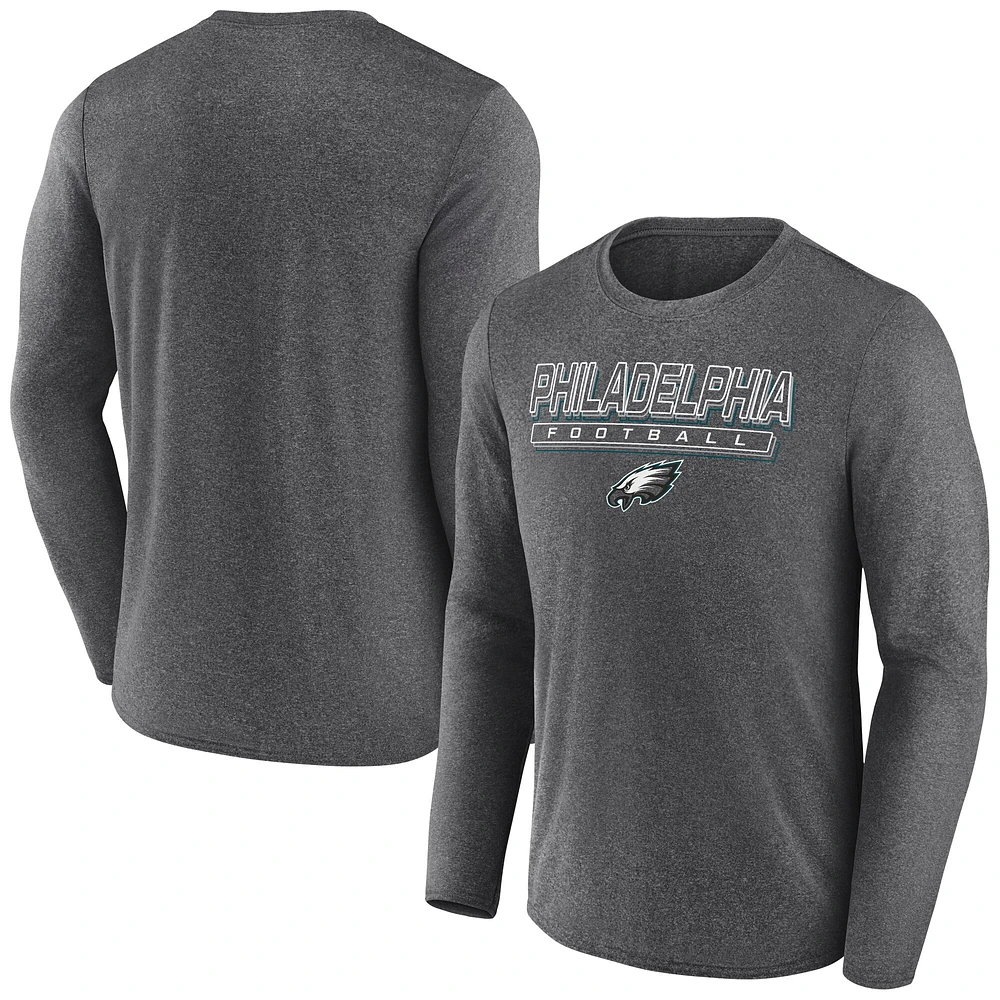 Men's Fanatics Heather Charcoal Philadelphia Eagles Fundamentals Long Sleeve T-Shirt