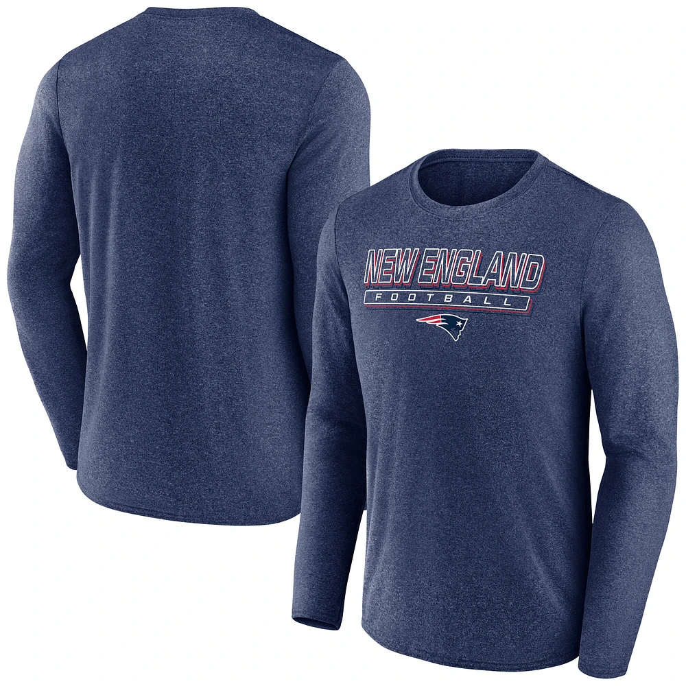Men's Fanatics Heather Navy New England Patriots Fundamentals Long Sleeve T-Shirt