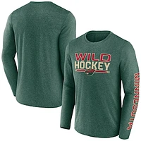 Men's Fanatics Heather Green Minnesota Wild Sweep Iconic Synthetic Long Sleeve T-Shirt