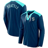 Men's Fanatics Deep Sea Blue Seattle Kraken Iconic Exclusive Long Sleeve T-Shirt