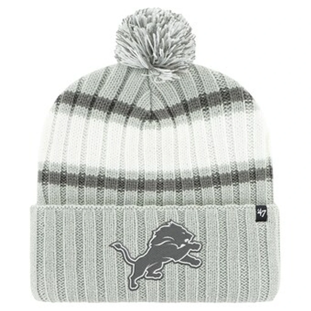 Men's '47 Gray Detroit Lions Plateau Cuffed Knit Hat with Pom