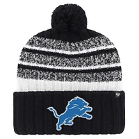 Men's '47 Black Detroit Lions Tavern Cuffed Knit Hat with Pom