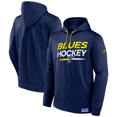 Men's Fanatics Navy St. Louis Blues Authentic Pro Fleece Pullover Hoodie