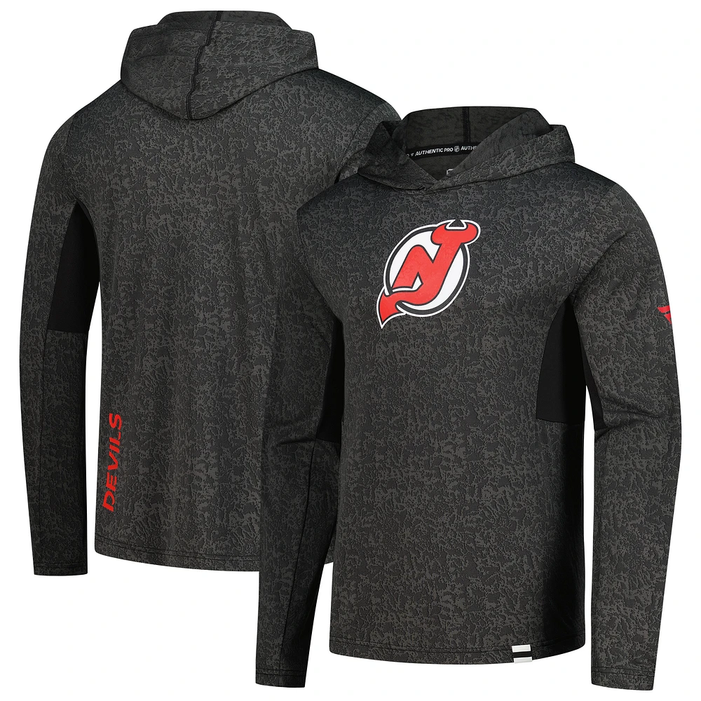 Men's Fanatics Black New Jersey Devils Authentic Pro Lightweight Pullover Hoodie