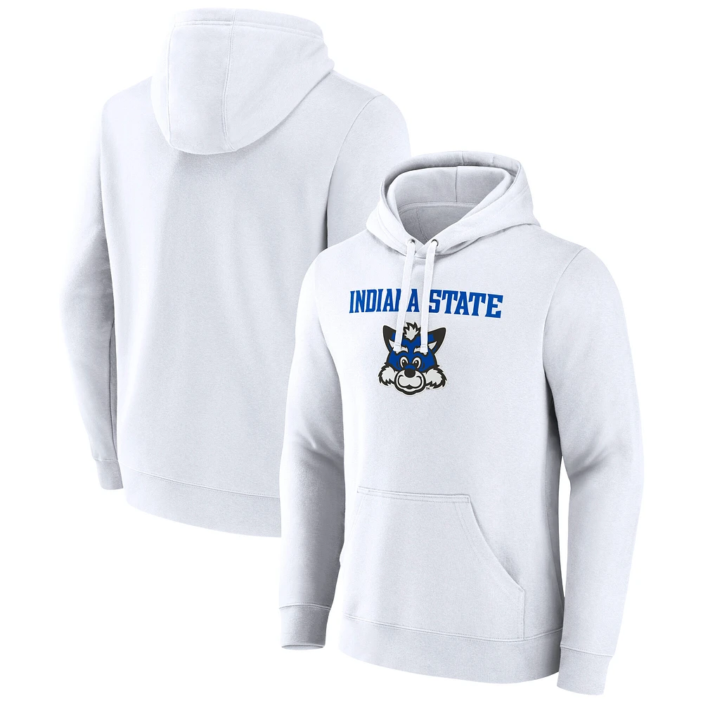 Men's Fanatics  White Indiana State Sycamores Primary Logo Pullover Hoodie