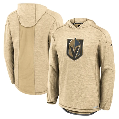 Men's Fanatics Heather Gold Vegas Golden Knights Authentic Pro Rink Pullover Hoodie