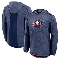 Men's Fanatics Heather Navy Columbus Blue Jackets Authentic Pro Rink Pullover Hoodie