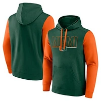 Men's Fanatics Green/Orange Miami Hurricanes Outline Pullover Hoodie