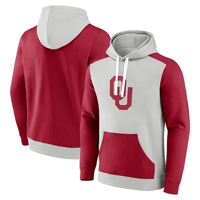 Men's Fanatics  Gray/Crimson Oklahoma Sooners Primary Arctic Fleece Pullover Hoodie