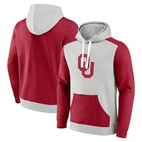 Men's Fanatics  Gray/Crimson Oklahoma Sooners Primary Arctic Fleece Pullover Hoodie