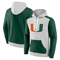 Men's Fanatics  Gray/Green Miami Hurricanes Primary Arctic Fleece Pullover Hoodie