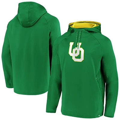Men's Fanatics Green Oregon Ducks Iconic Defender Stealth Raglan Pullover Hoodie