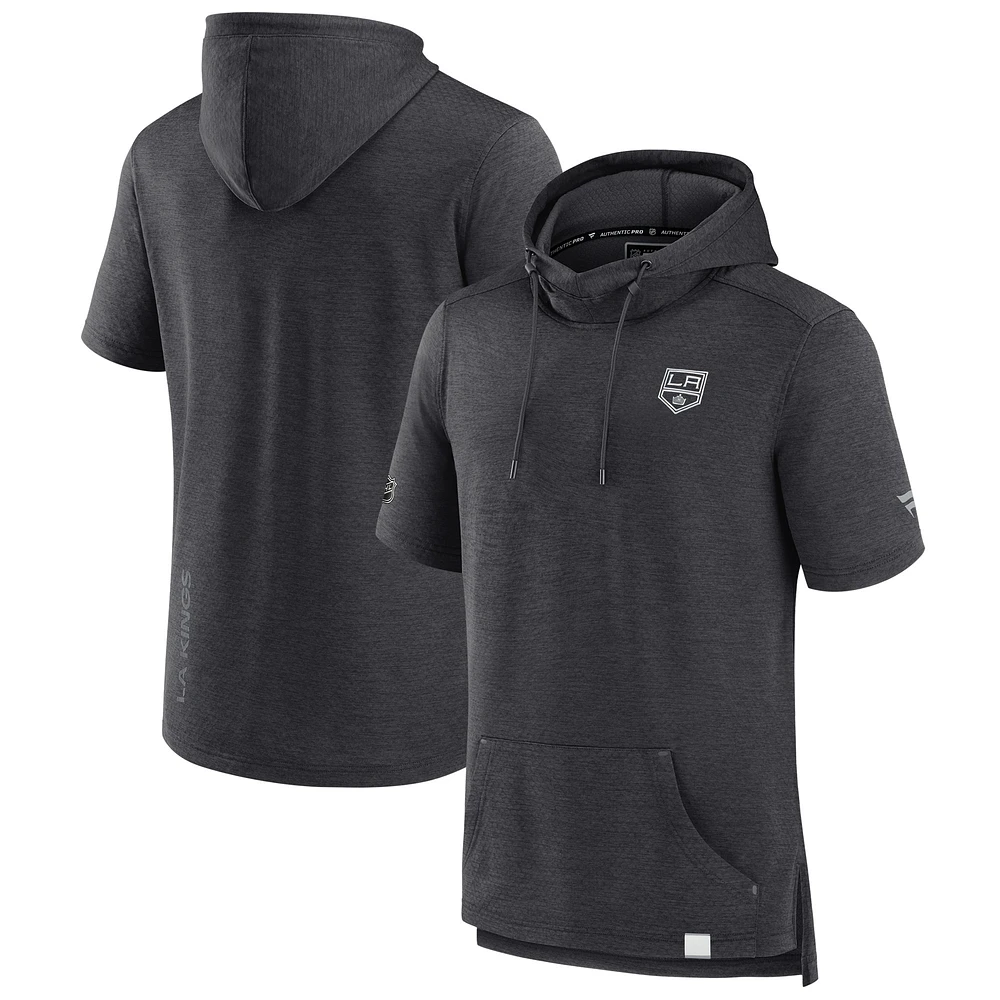 Men's Fanatics Heather Charcoal Los Angeles Kings Authentic Pro Pullover Hoodie