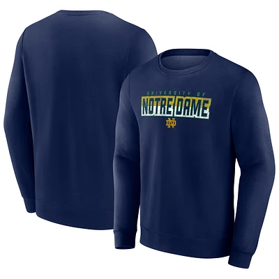 Men's Navy Notre Dame Fighting Irish Split Knockout Fleece Pullover Hoodie