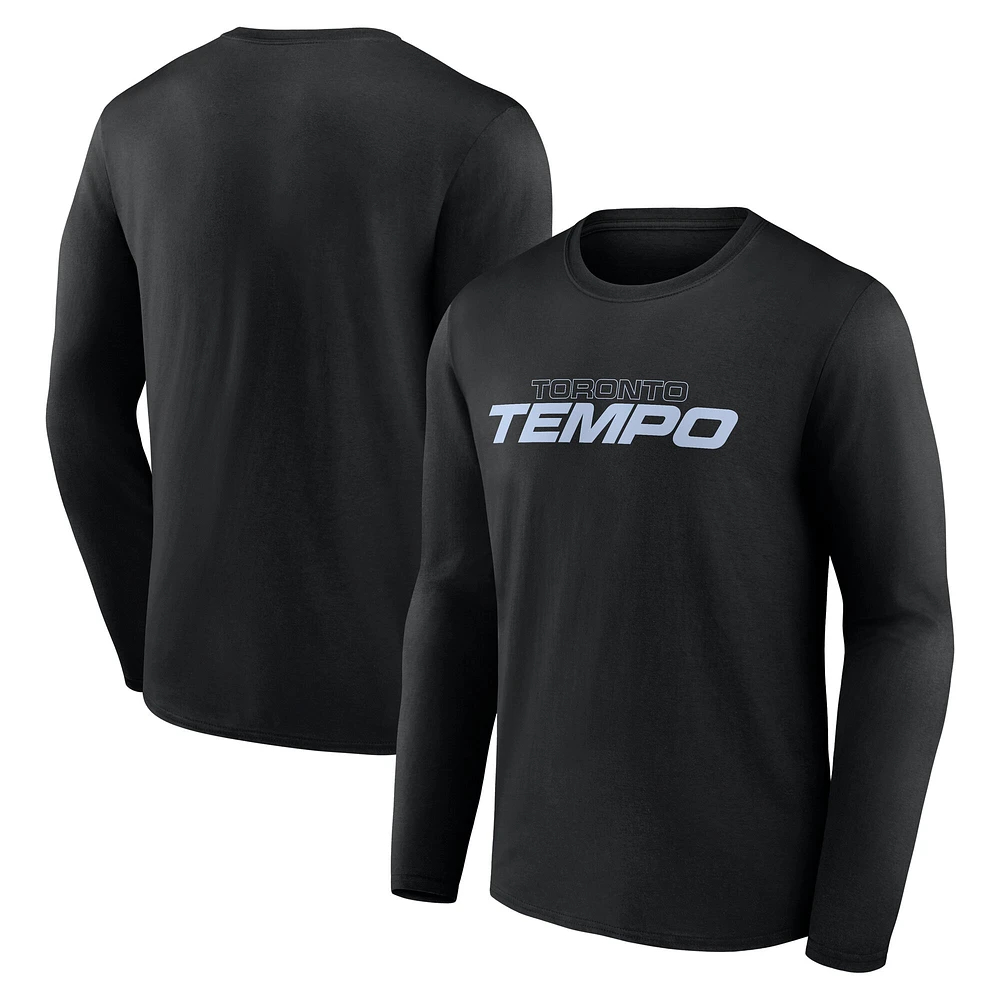 Men's Fanatics Black Toronto Tempo Primary Wordmark Long Sleeve T-Shirt