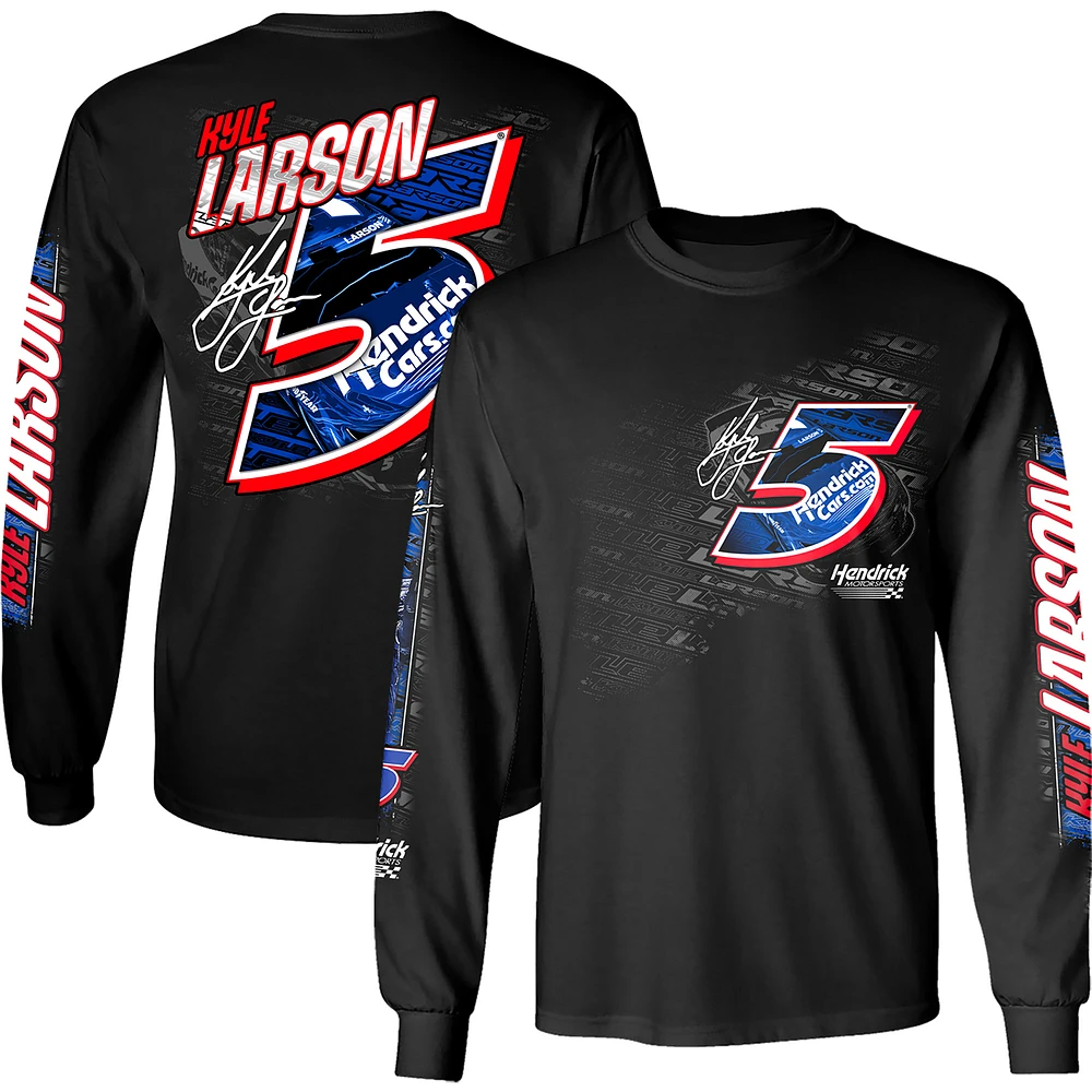 Men's Hendrick Motorsports Team Collection Black Kyle Larson HendrickCars.com Long Sleeve T-Shirt