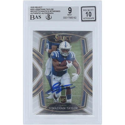Jonathan Taylor Indianapolis Colts Autographed 2020 Panini Select #253 Beckett Fanatics Witnessed Authenticated 9/10 Rookie Card